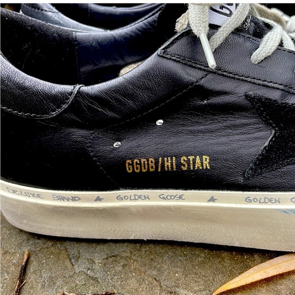 WOMENS GOLDEN GOOSE HI STAR BLACK LEATHER LOW TOP PLATFORM SNEAKERS - 9 Cute - Picture 5 of 10